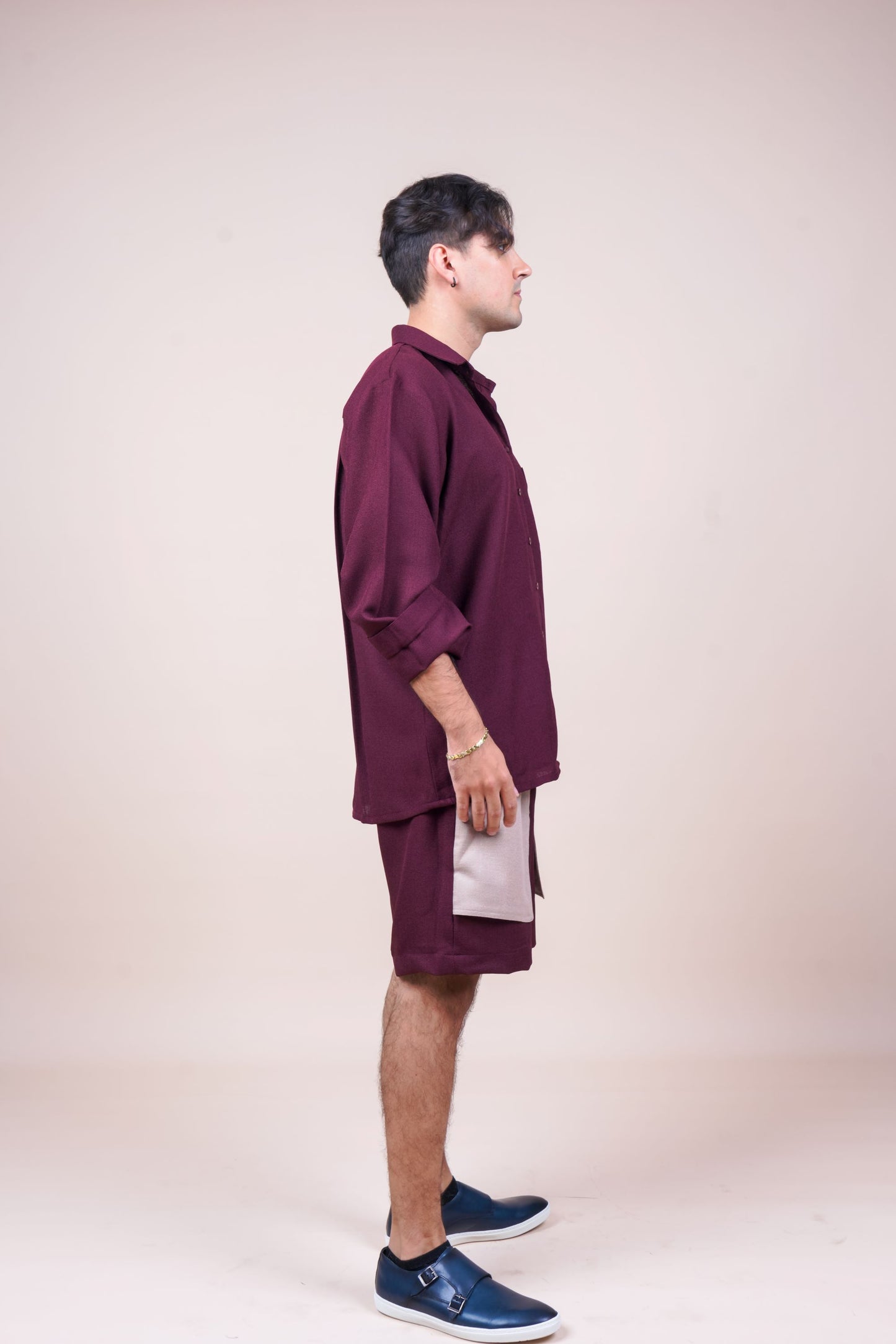 Duo-Color Burgundy Unisex Co-ord Set